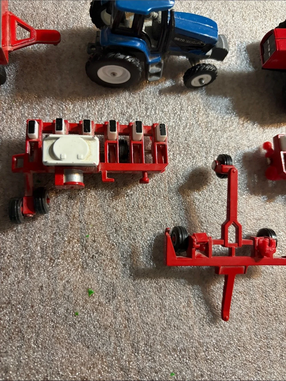 Kids Farm Tractor Playset with Blue Tractor and Red Implements Ertl